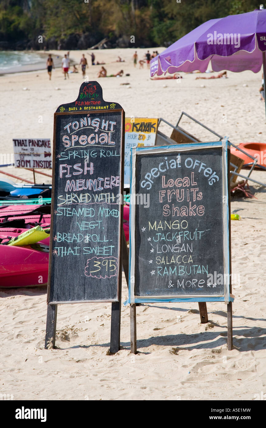 Railay Beach Cafe menu, Beach food & drinks, Andaman sea Krabi Province