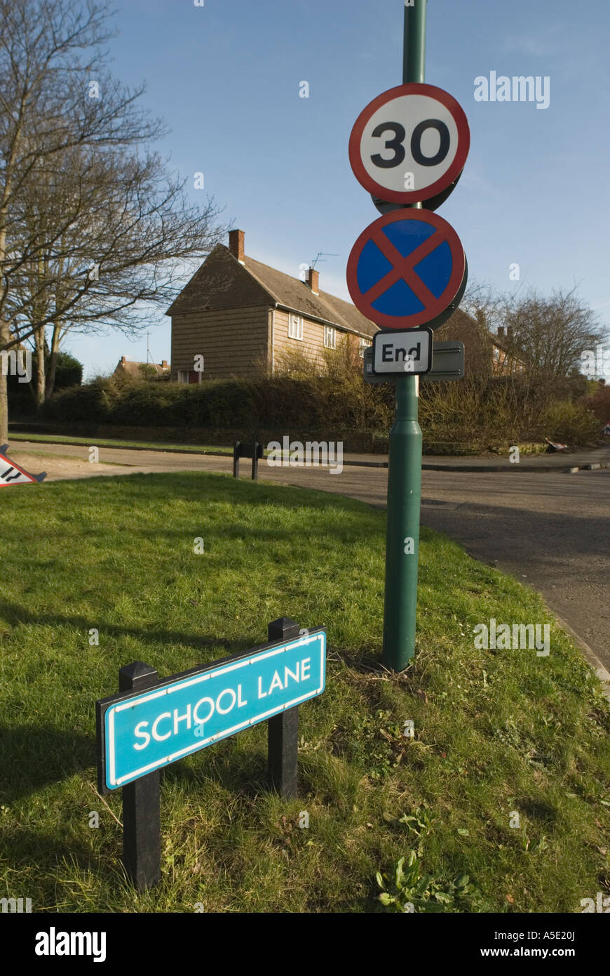 School lane sign in Harlow Town Stock Photo