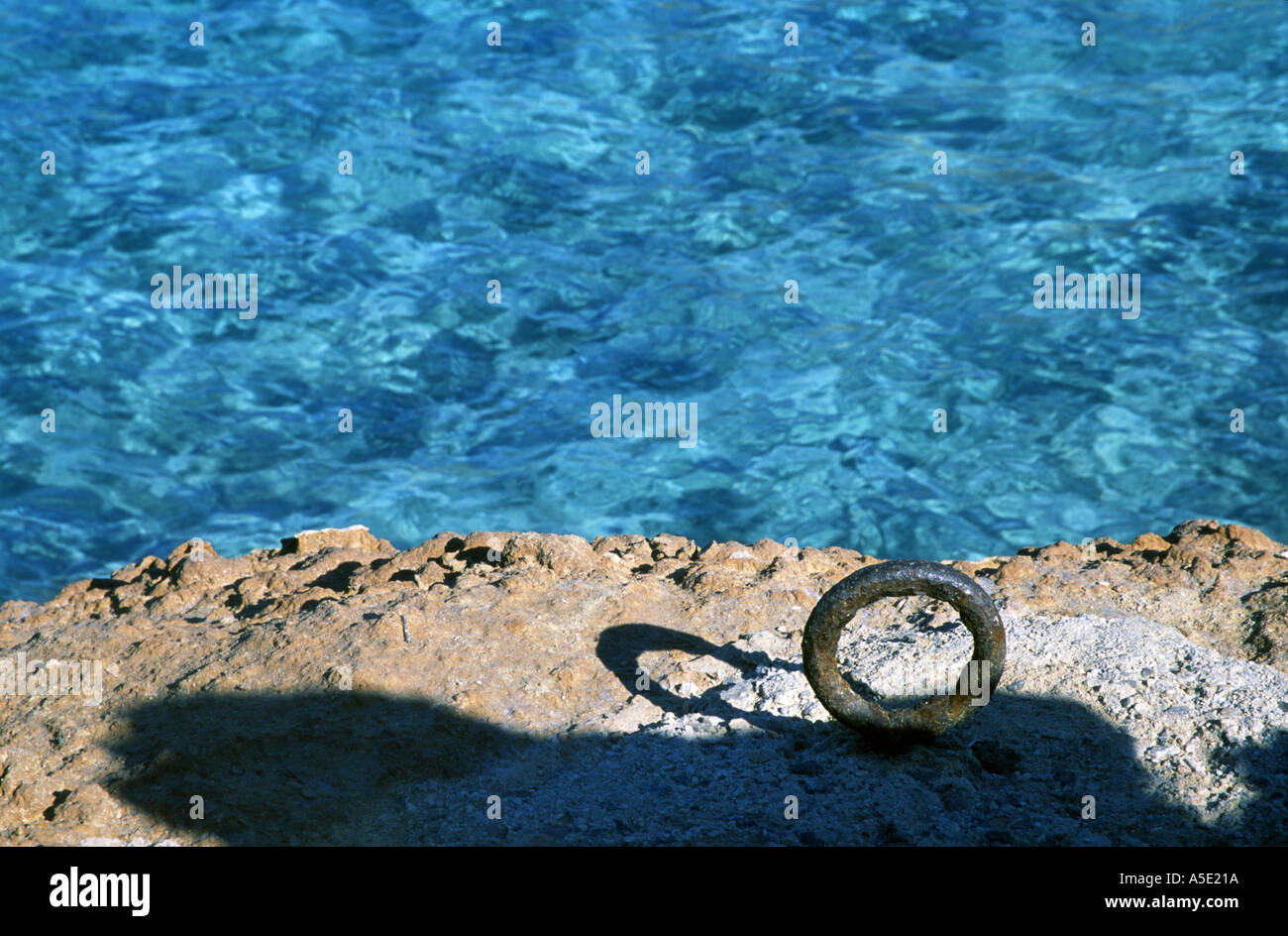 Boat mooring ring Spain Stock Photo Alamy