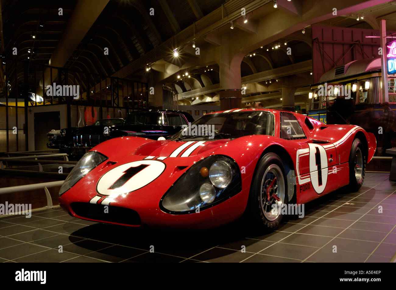 The 1967 Ford GT-40 Mk IV driven to victory by AJ Foyt and Dan Gurney at Le Mans on display at the Henry Ford Museum Stock Photo