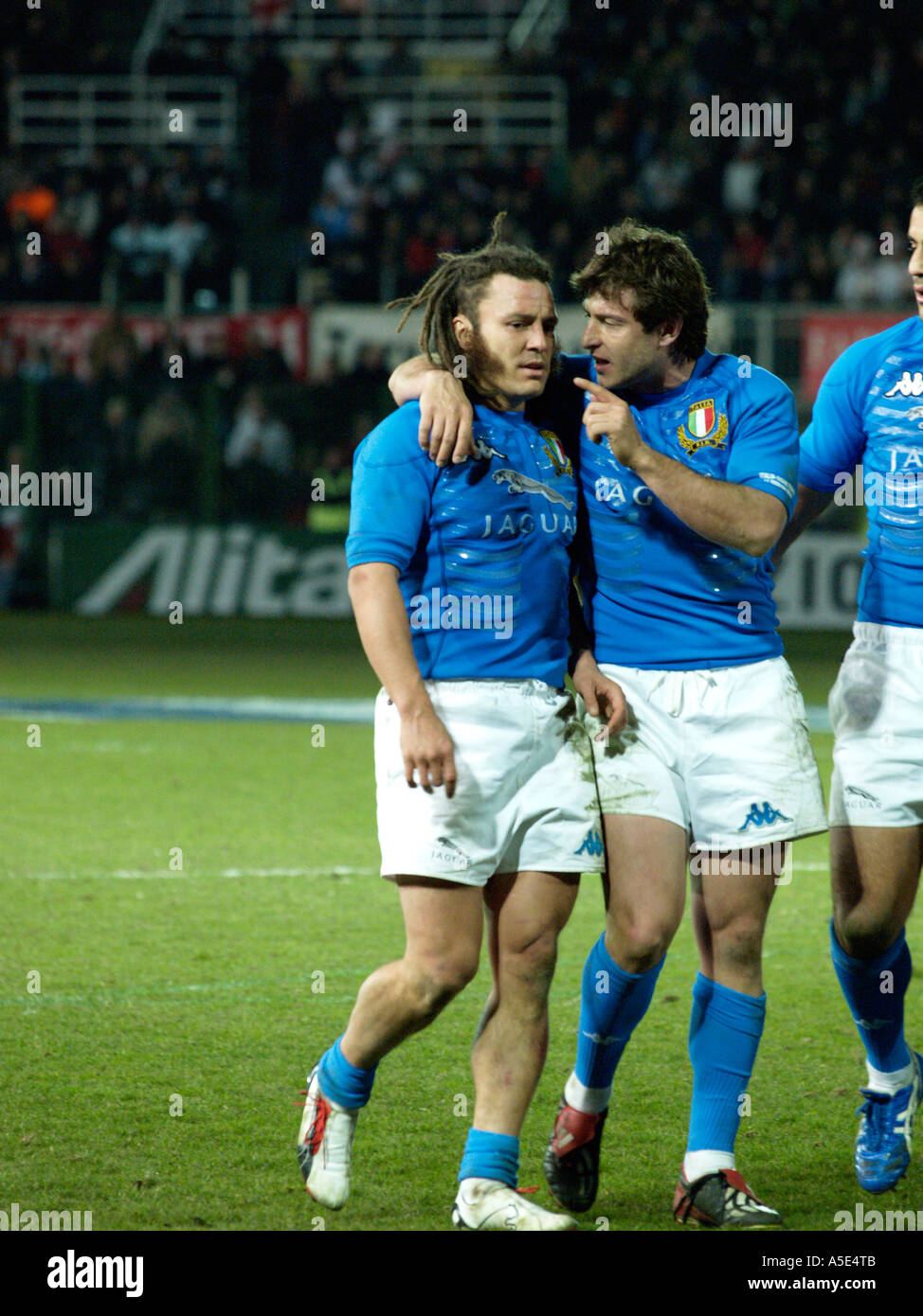 Italy s Paul Griffen gets told to calm down by team mate Aaron Persico Stock Photo