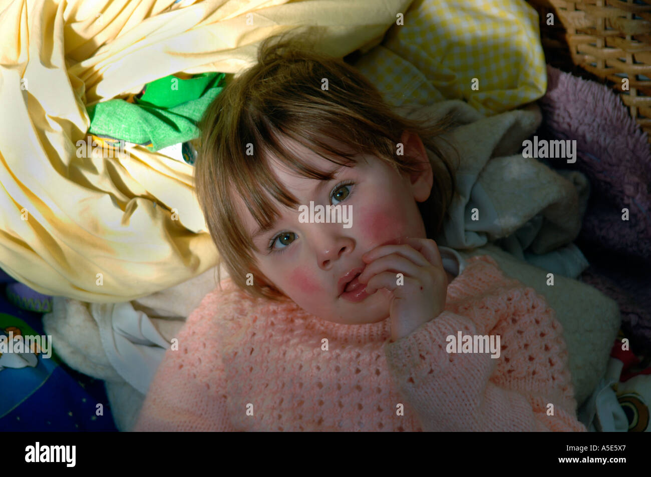 Tired Little Girl Stock Photo - Alamy