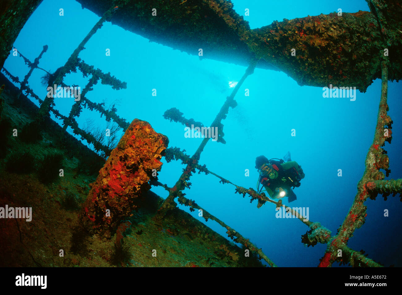 scuba diver in ship wreck "thistlegorm", Red Sea Stock Photo - Alamy