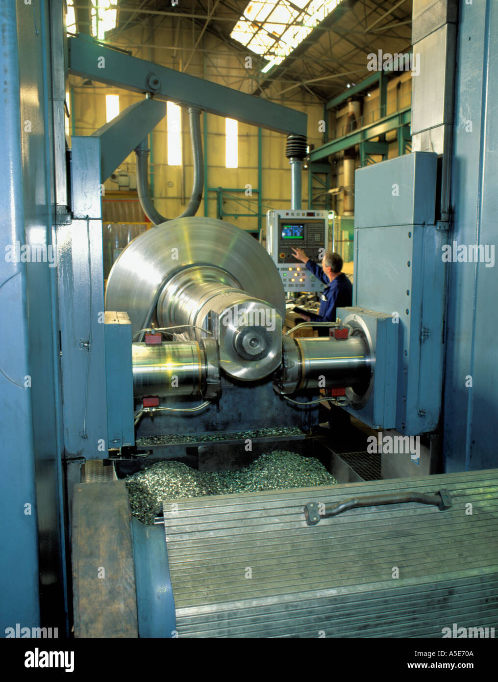 Computer controlled twin rotary headed steel milling machine in a heavy