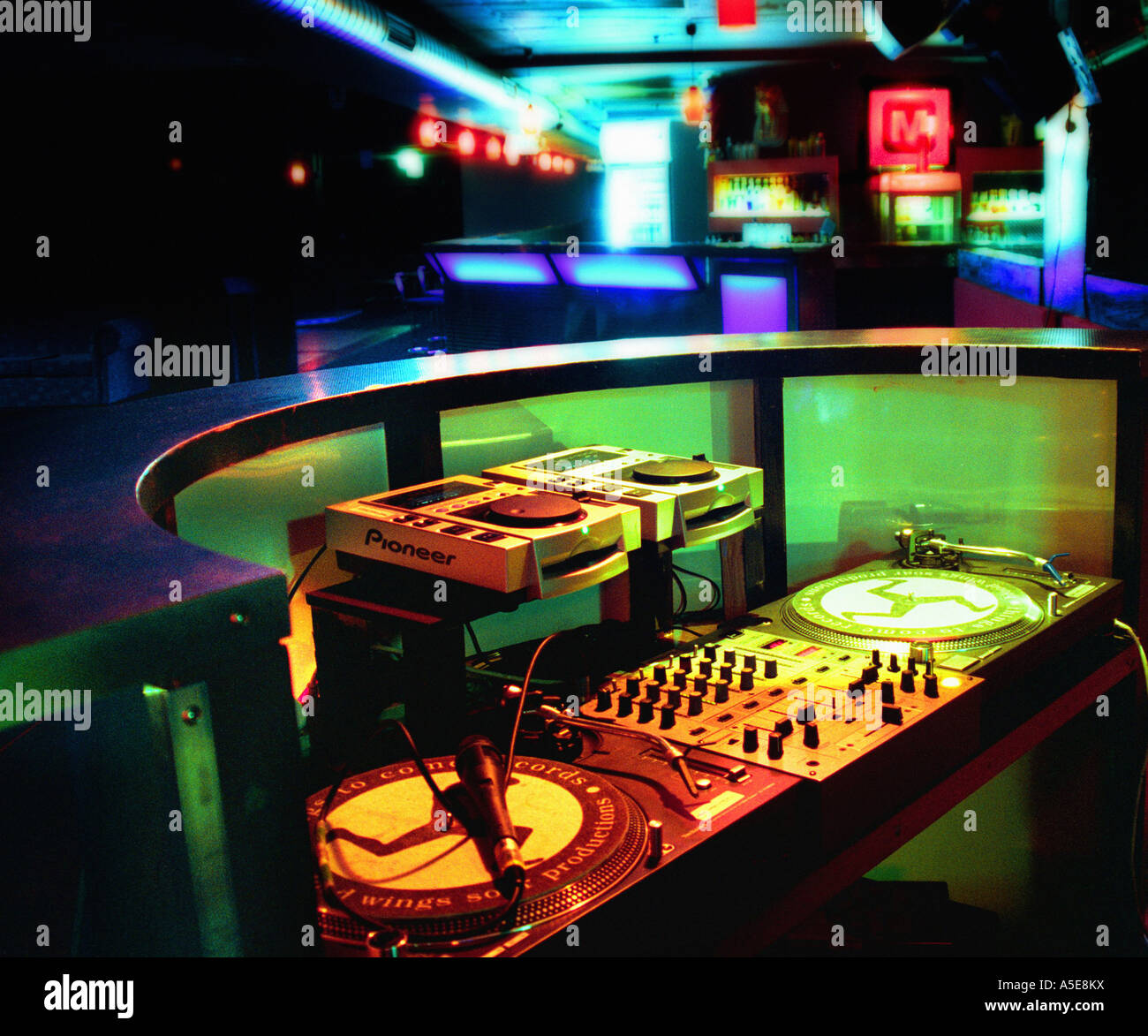 Dj Booth In A Night Club Stock Photo Alamy