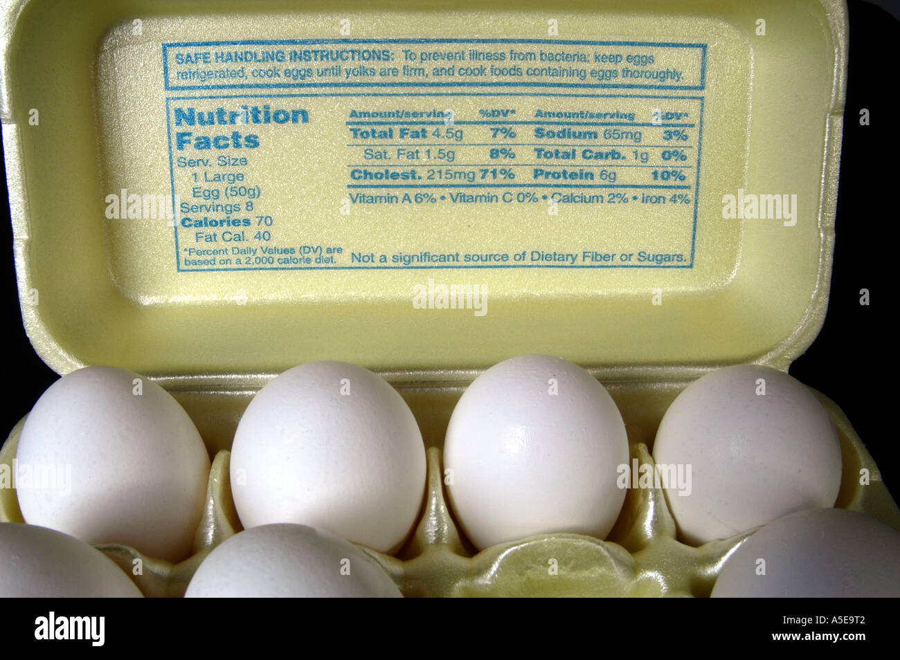 Eggs Large Nutrition Information Stock Photo Alamy