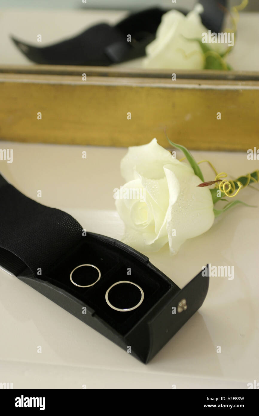 wedding ring in box Stock Photo Alamy