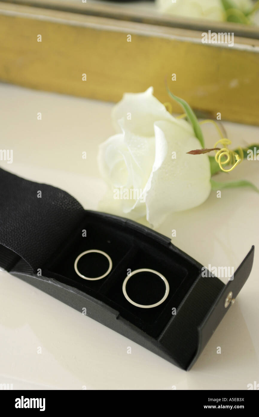 wedding rings in box Stock Photo - Alamy