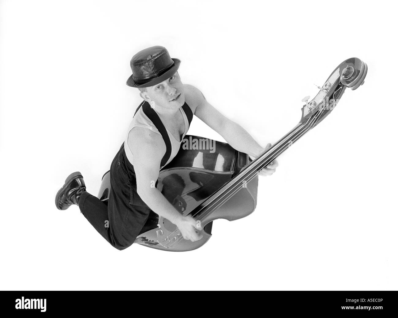 double bass player Stock Photo