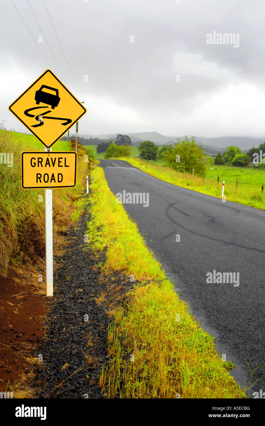 Roadsign warning & skidmarks Stock Photo - Alamy