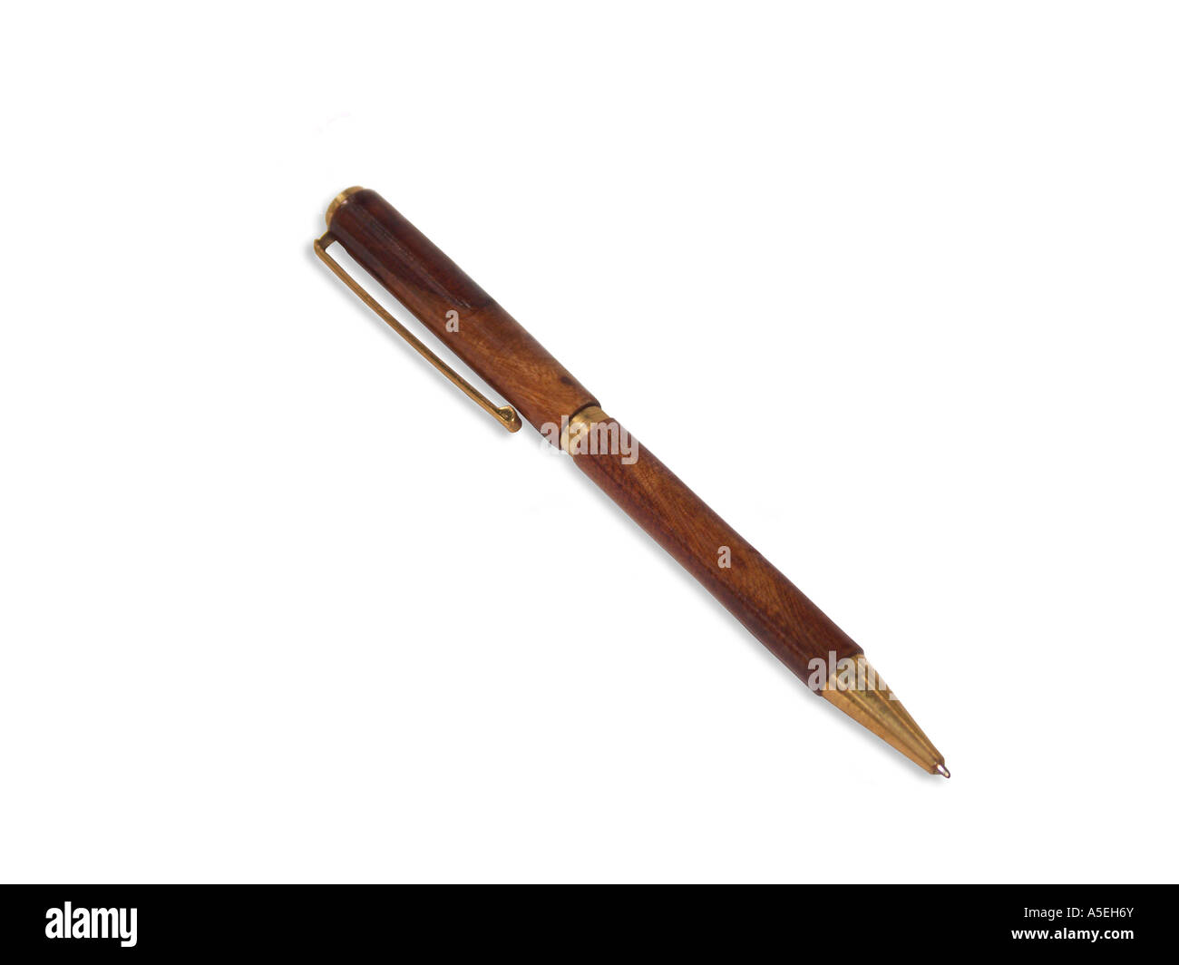 Wooden ballpoint pen on white background Stock Photo