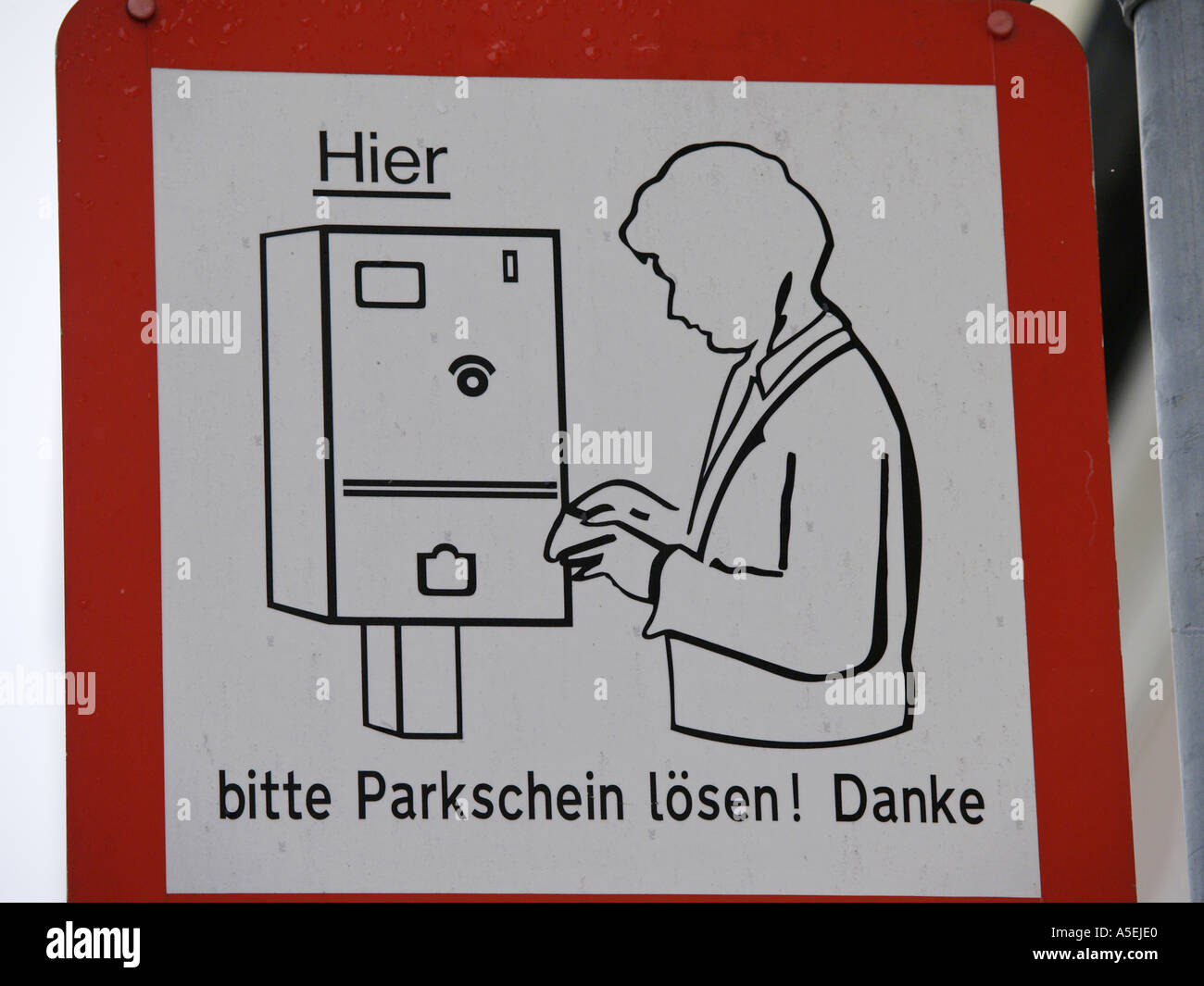 sign pictogram please buy a park ticket here! Thank you Stock Photo