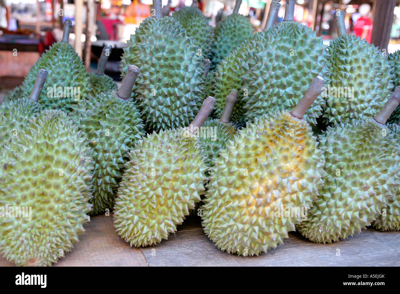 tropical fruits on market in Thailand Stock Photo