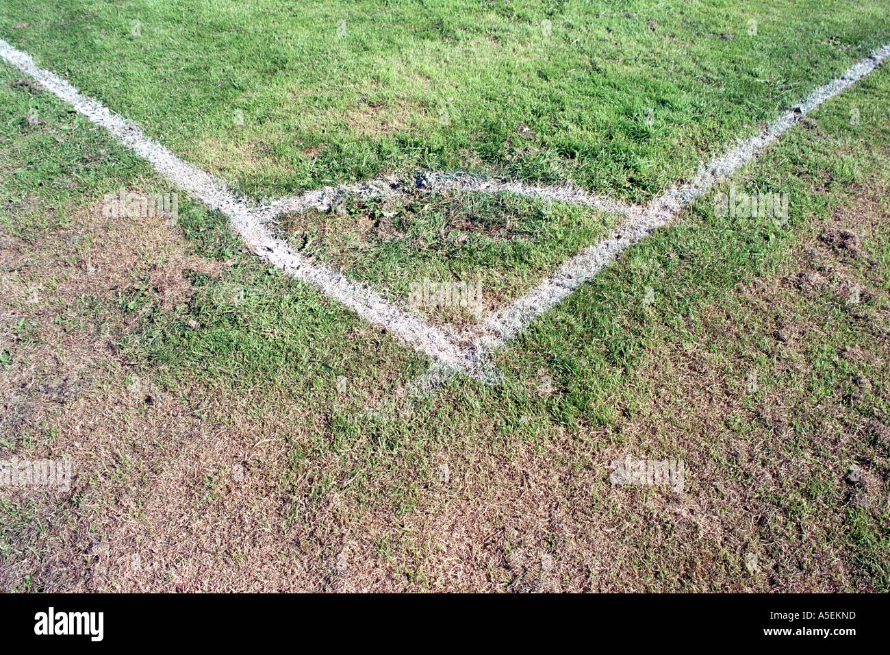 corner markings on football pitch Stock Photo Alamy