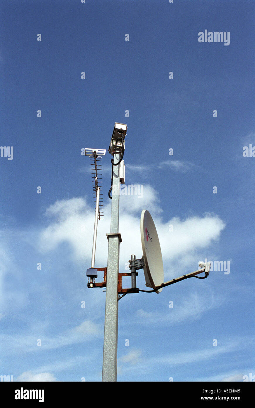 cctv and satellite dish Stock Photo - Alamy