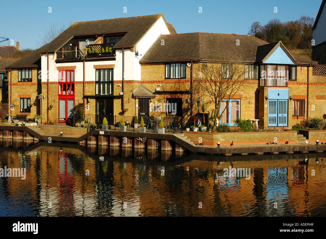 Apartments and houses overlooking the Grand Union Canal at Harefield