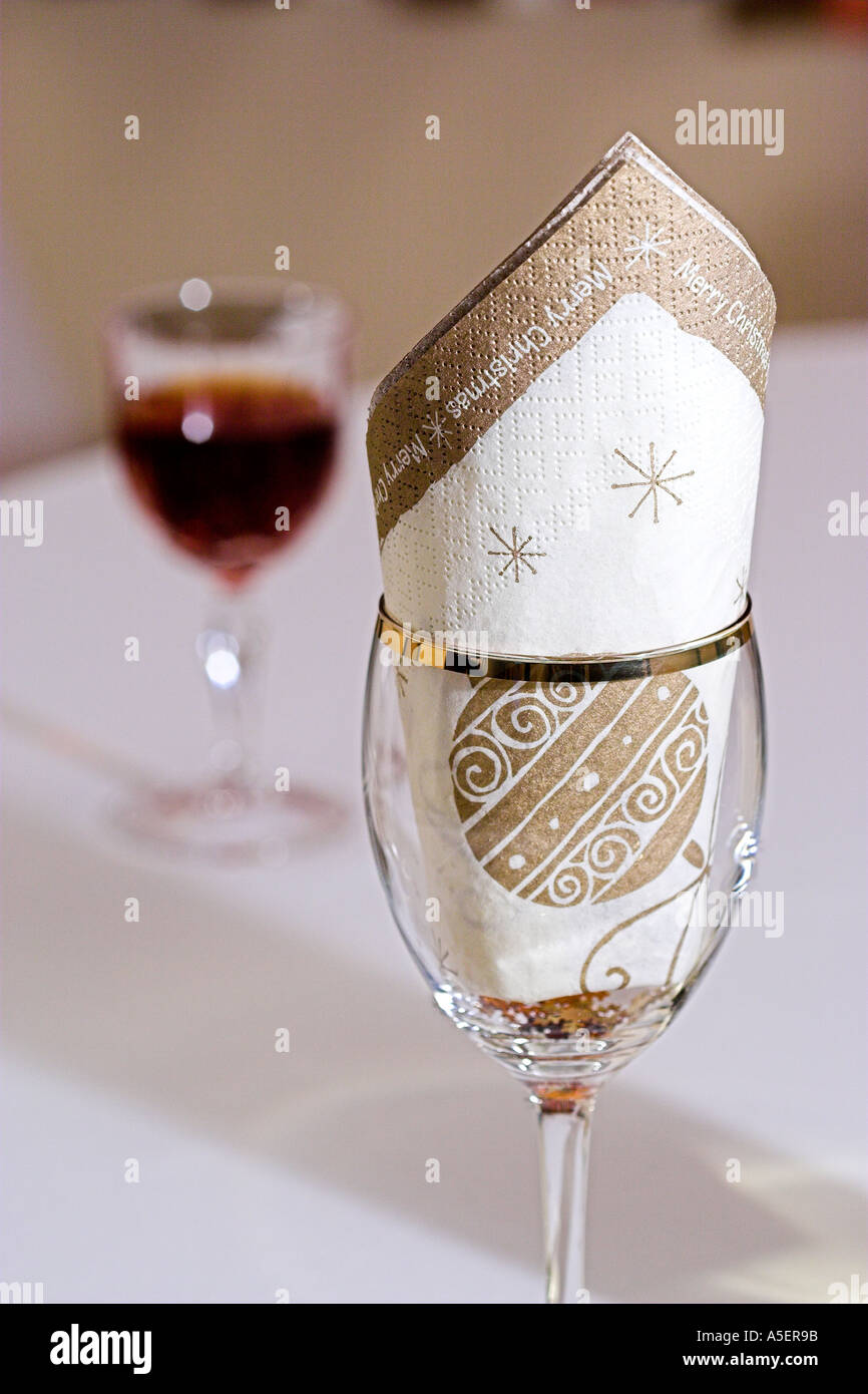 Empty wine glass christmas napkin hi-res stock photography and images -  Alamy