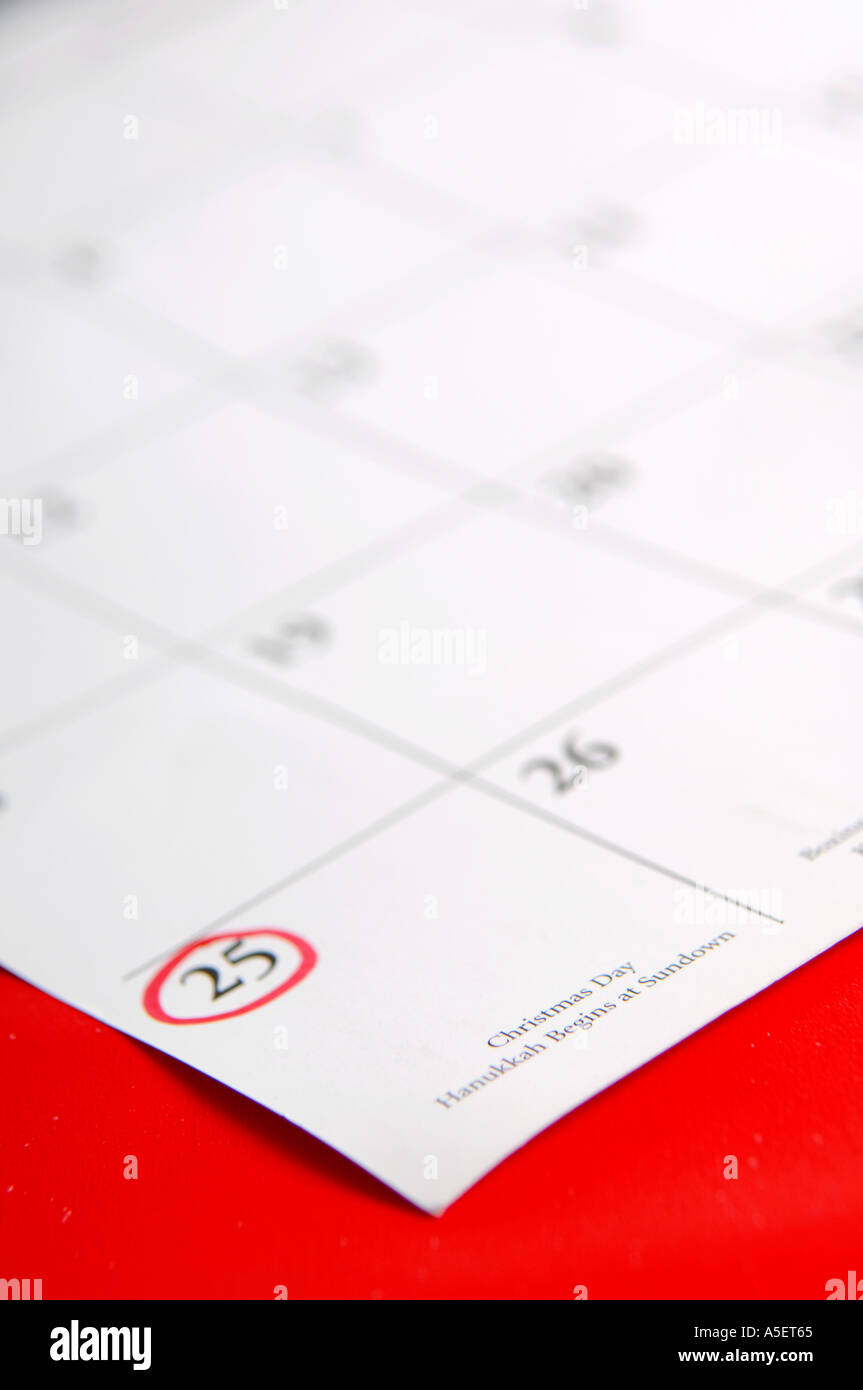 Christmas Day circled on calendar Stock Photo Alamy