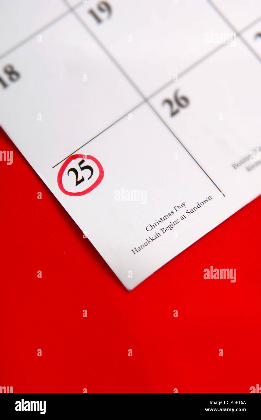 Christmas Day circled on calendar Stock Photo Alamy