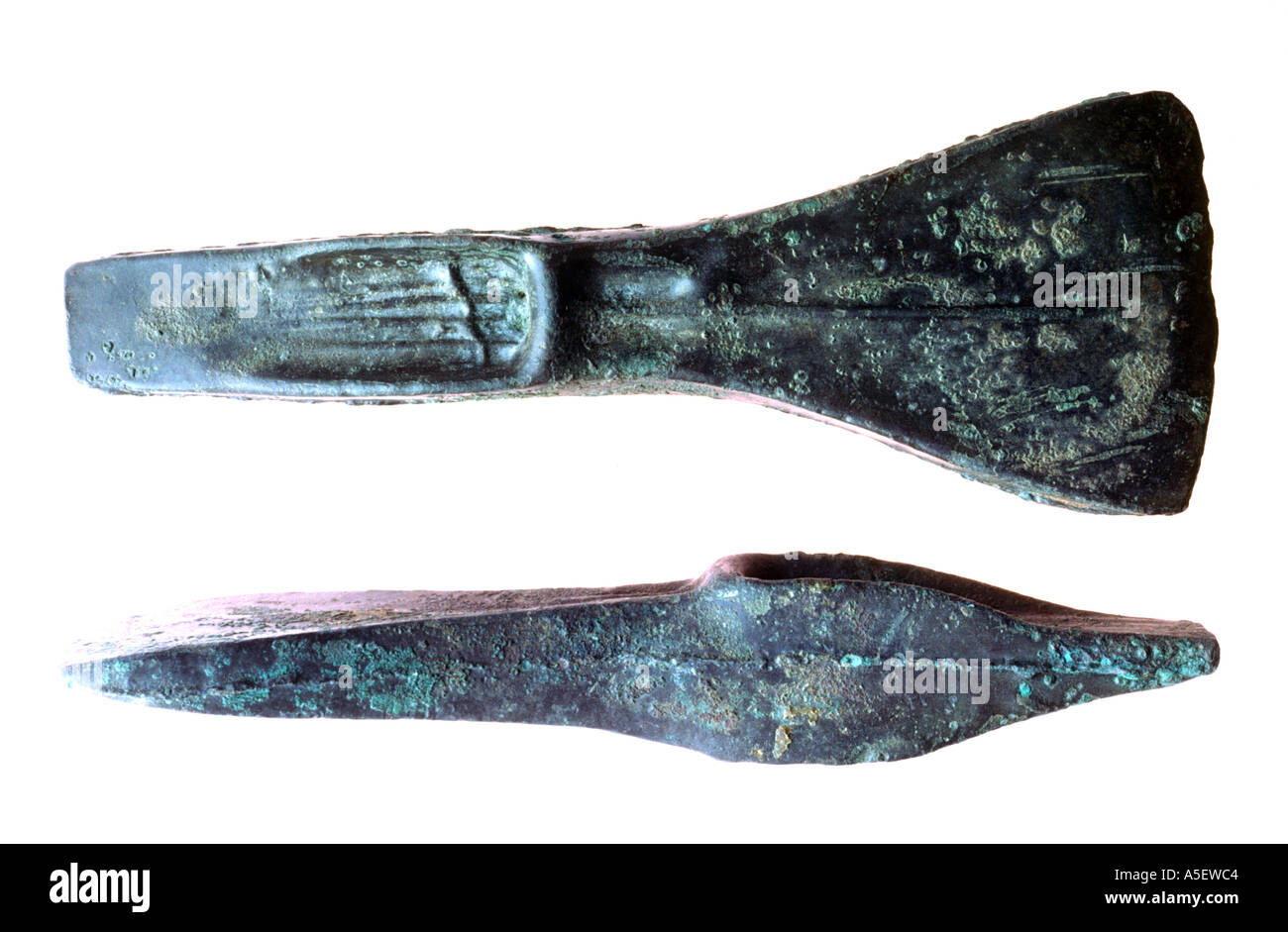 Pair of Middle Bronze Age Axe Heads Stock Photo
