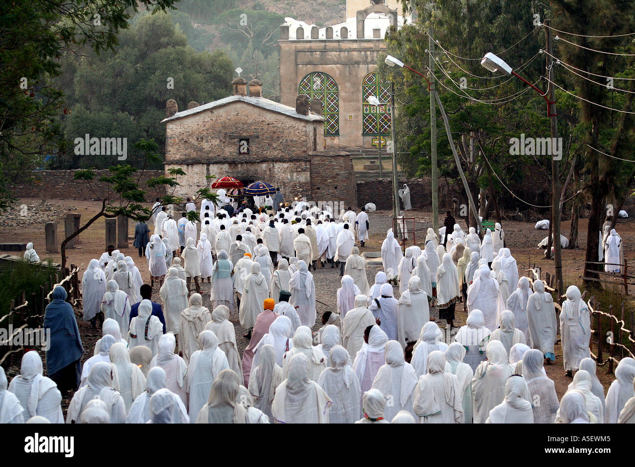 Aksum, Axum, Ethiopia, Procession of the Arc of the Covenant,  UNESCO, returning the arc to the Maryam Tsion Church  Complex Stock Photo