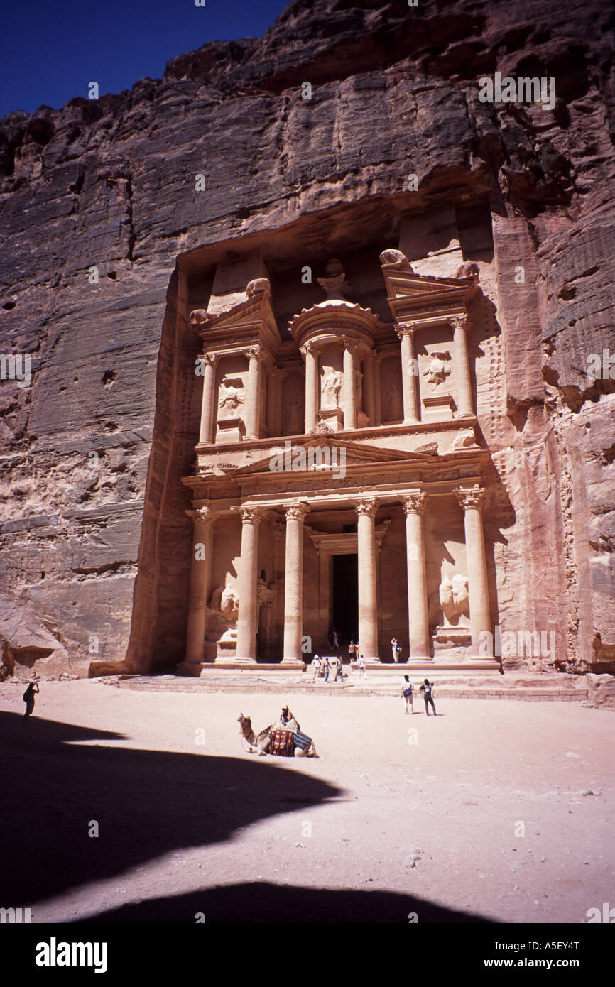 The Treasury Petra s best preserved building and which was used in the film Indiana Jones and the Last Crusade Stock Photo