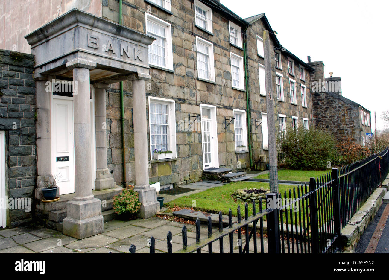 Former bank converted to house at Llan Ffestiniog Gwynedd North Wales