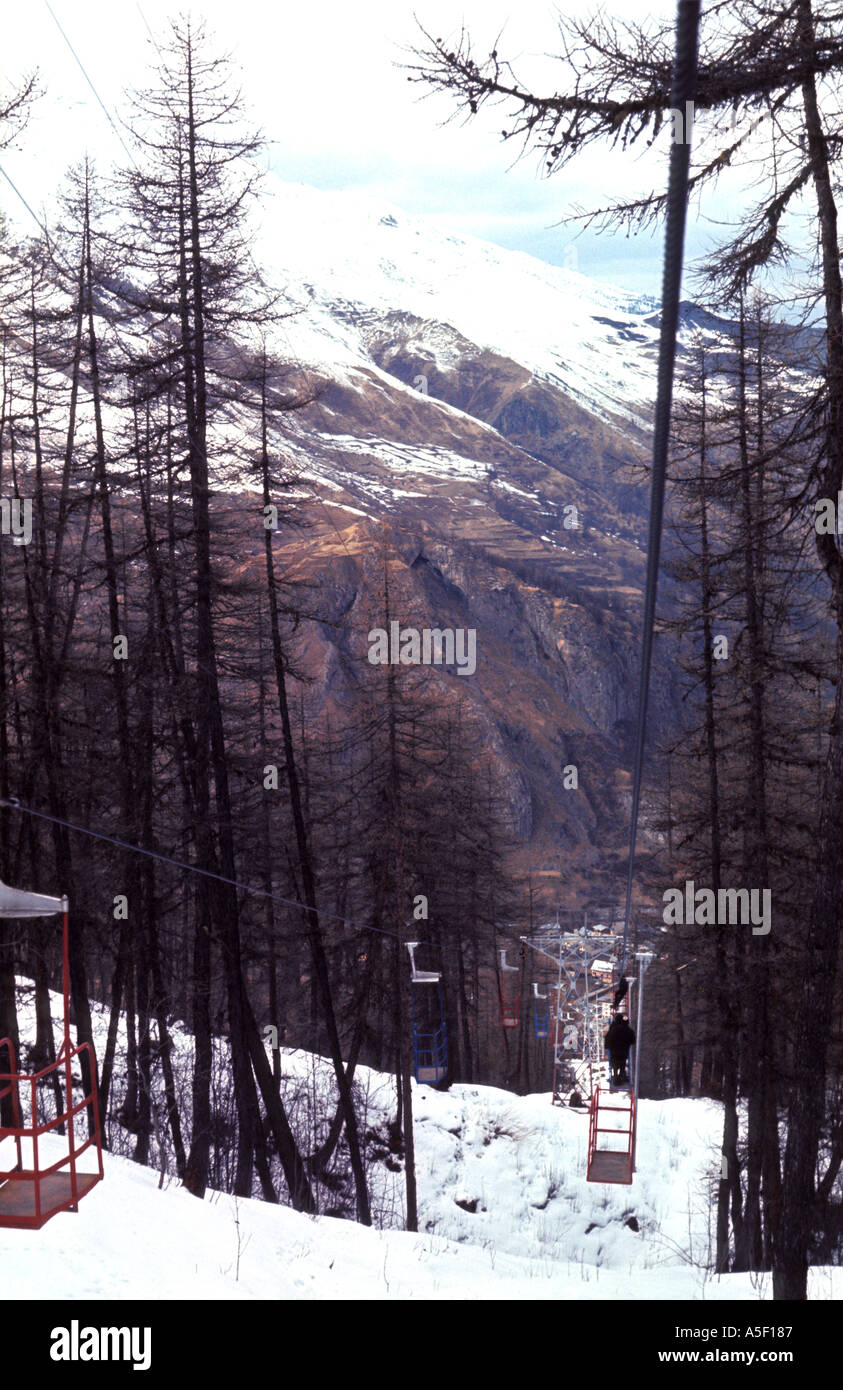 France French Alps Vallois View from a skilift in 1963  Stock Photo