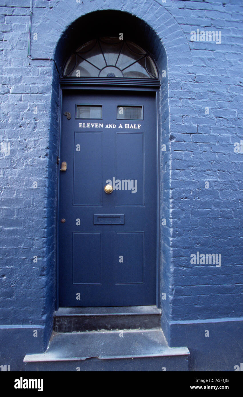 A Blue Palladian Door With Matching Walls Of A House In London Stock   A Blue Palladian Door With Matching Walls Of A House In London A5F1JG 