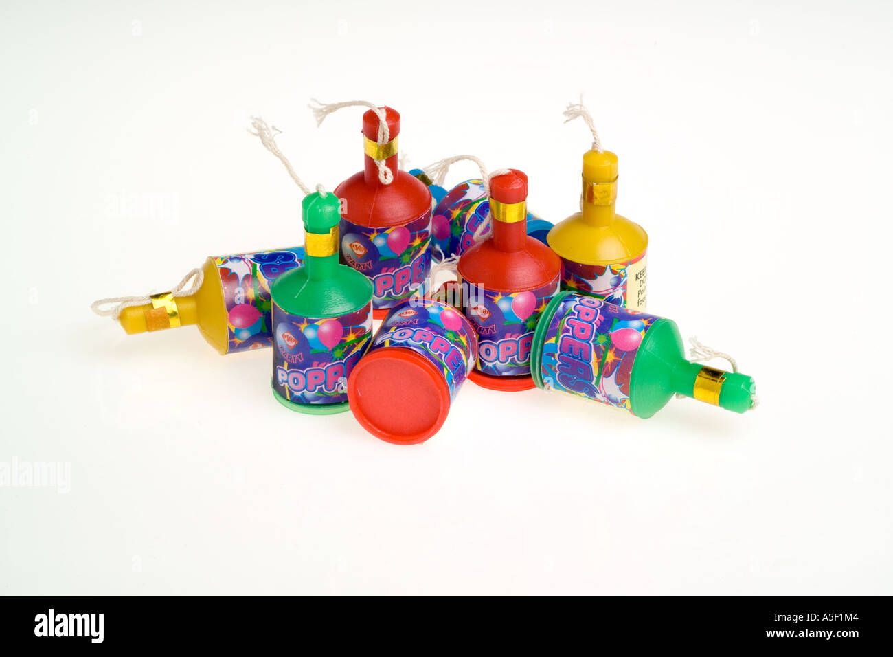 Colourful party poppers Stock Photo