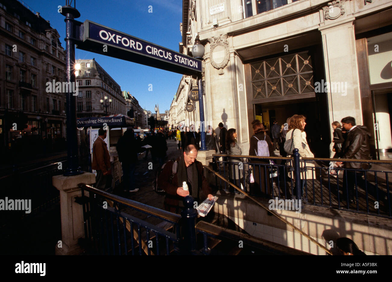 People walking near the Oxford Circus tube station London Stock Photo