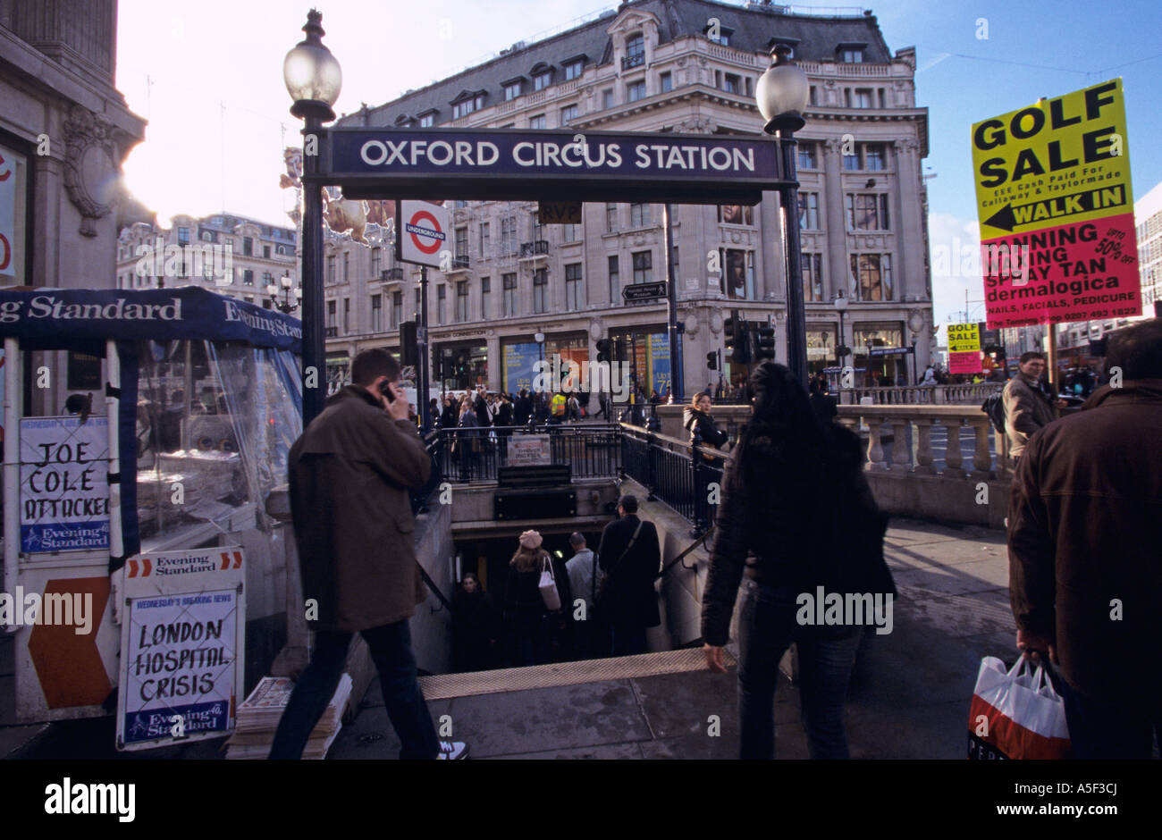 People walking near the Oxford Circus tube station London Stock Photo
