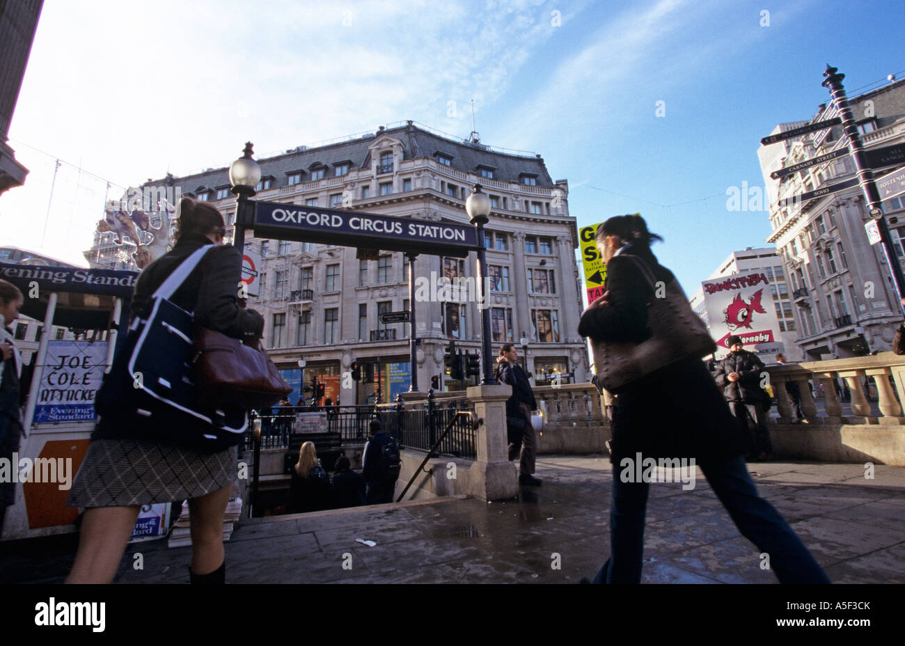 People walking near the Oxford Circus tube station London Stock Photo