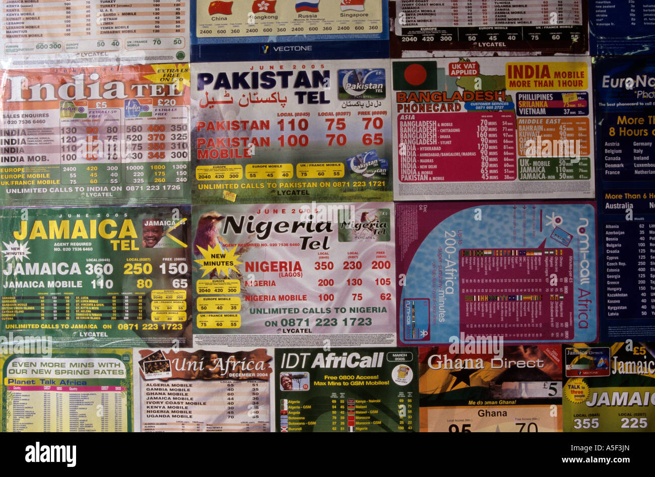 Phone cards for sale, London, England, UK Stock Photo Alamy