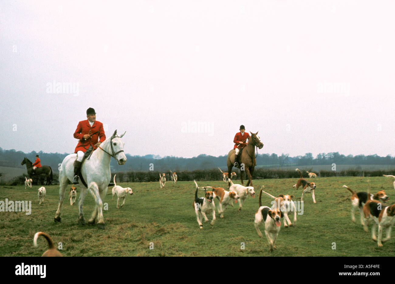 The Puckeridge Thurlow Hunt with Captain Charles Barclay MFH and the huntsman 1970s  Stock Photo