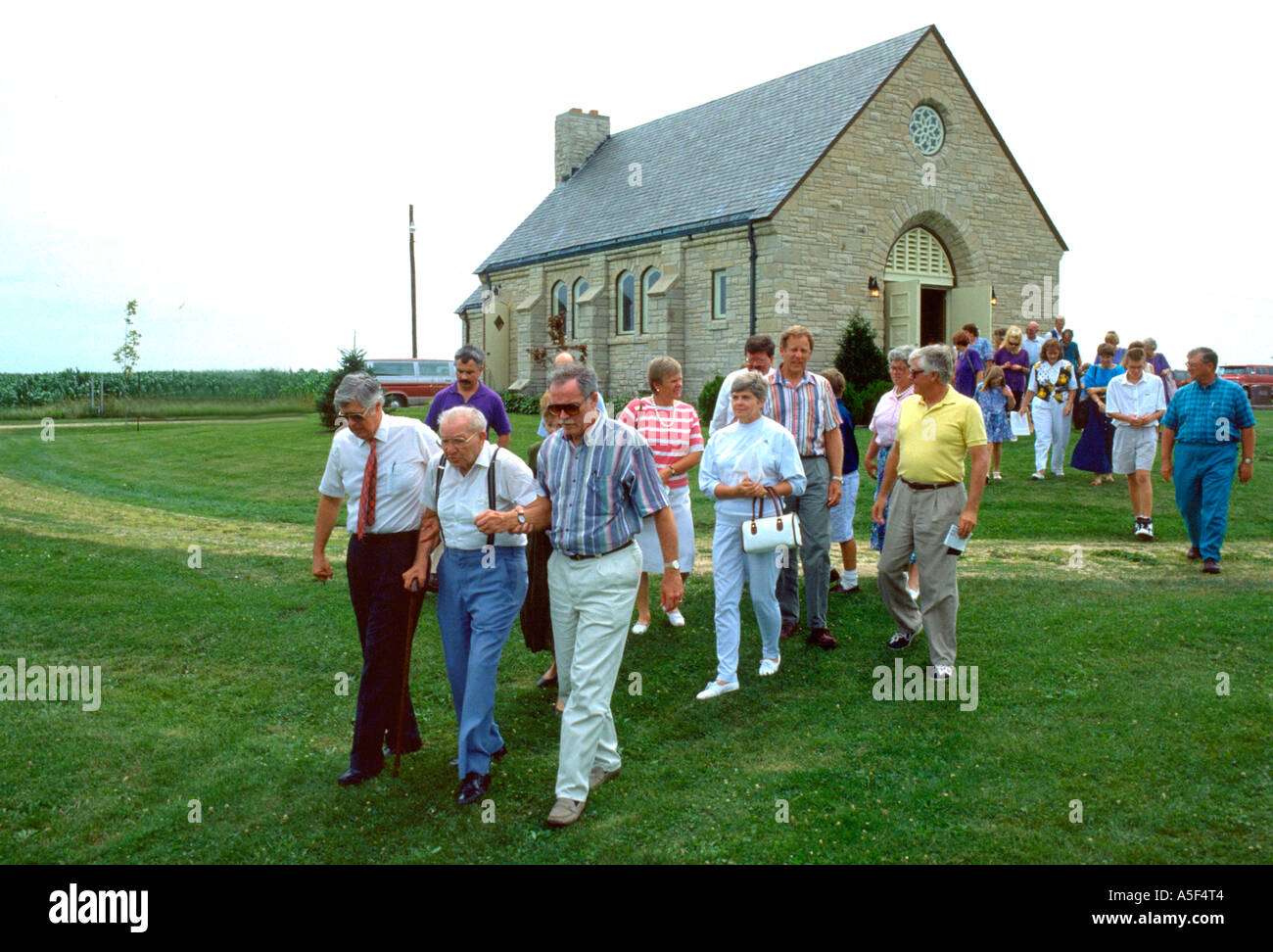 Family leaving church for burial after funeral. Cambria Wisconsin USA Stock Photo Alamy