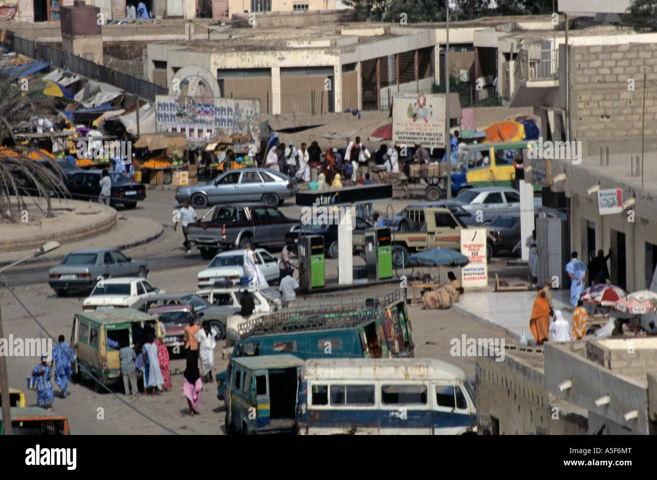 Busy and crowded street, Nouakchott, Mauritania Stock Photo