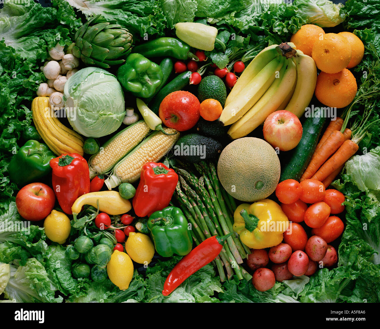 Fresh fruits and vegetables Stock Photo