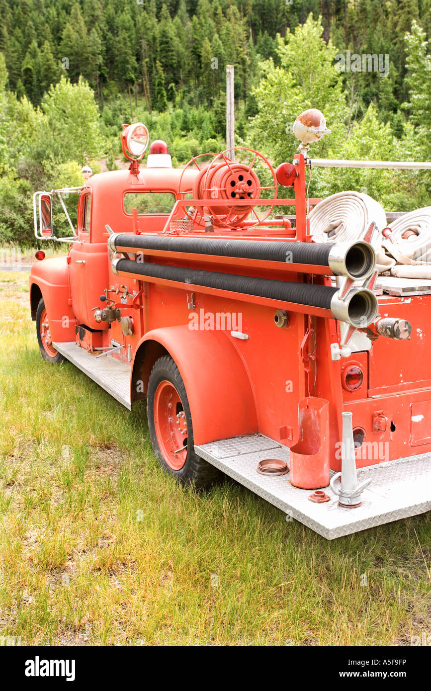 Rear view of old fire truck Stock Photo Alamy