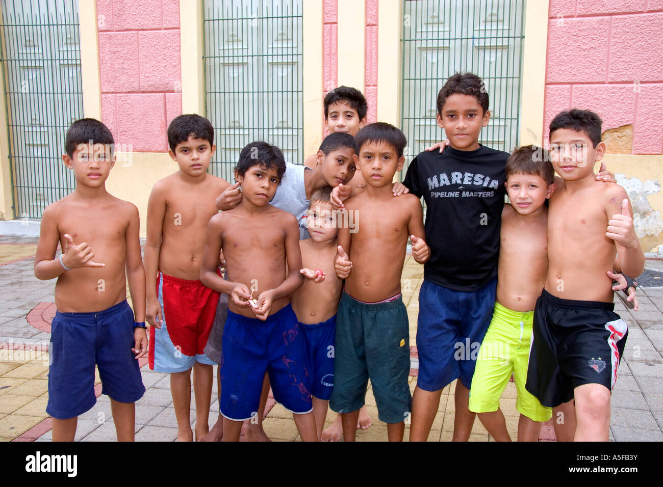 A group of Brazilian boys in Manaus Brazil Stock Photo