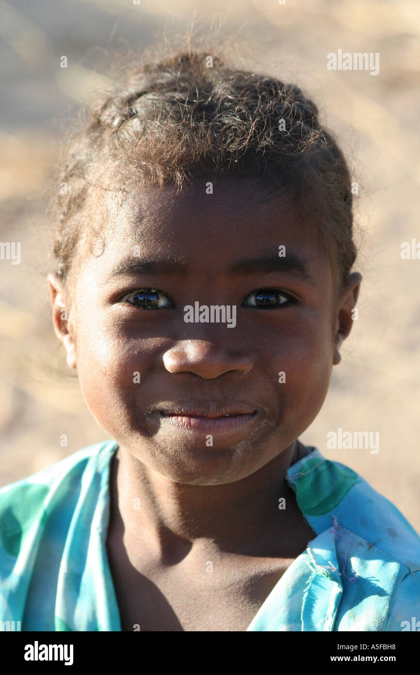 Portrait of a beautiful young African girl living in Isalo National Parc, Madagascar Stock Photo