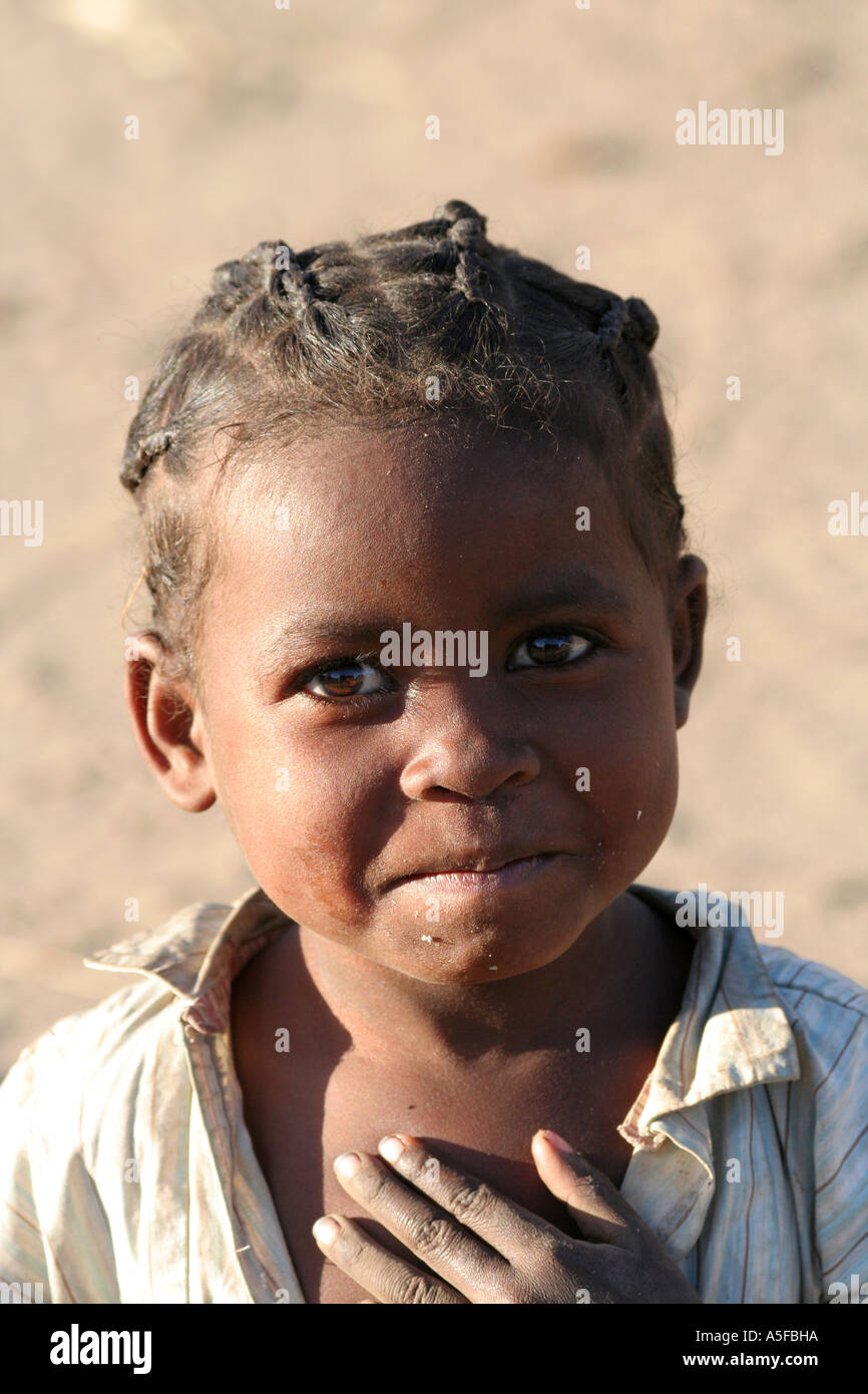 Portrait of a Beautiful Young Girl living in Isalo National Parc, Madagascar, Africa Stock Photo