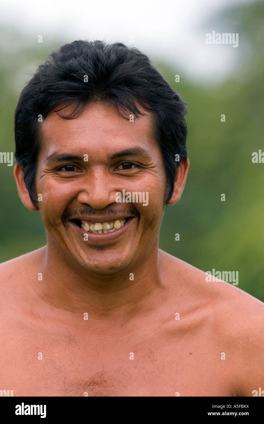 Portrait of a brazilian man in the Amazon jungle near Manaus Brazil