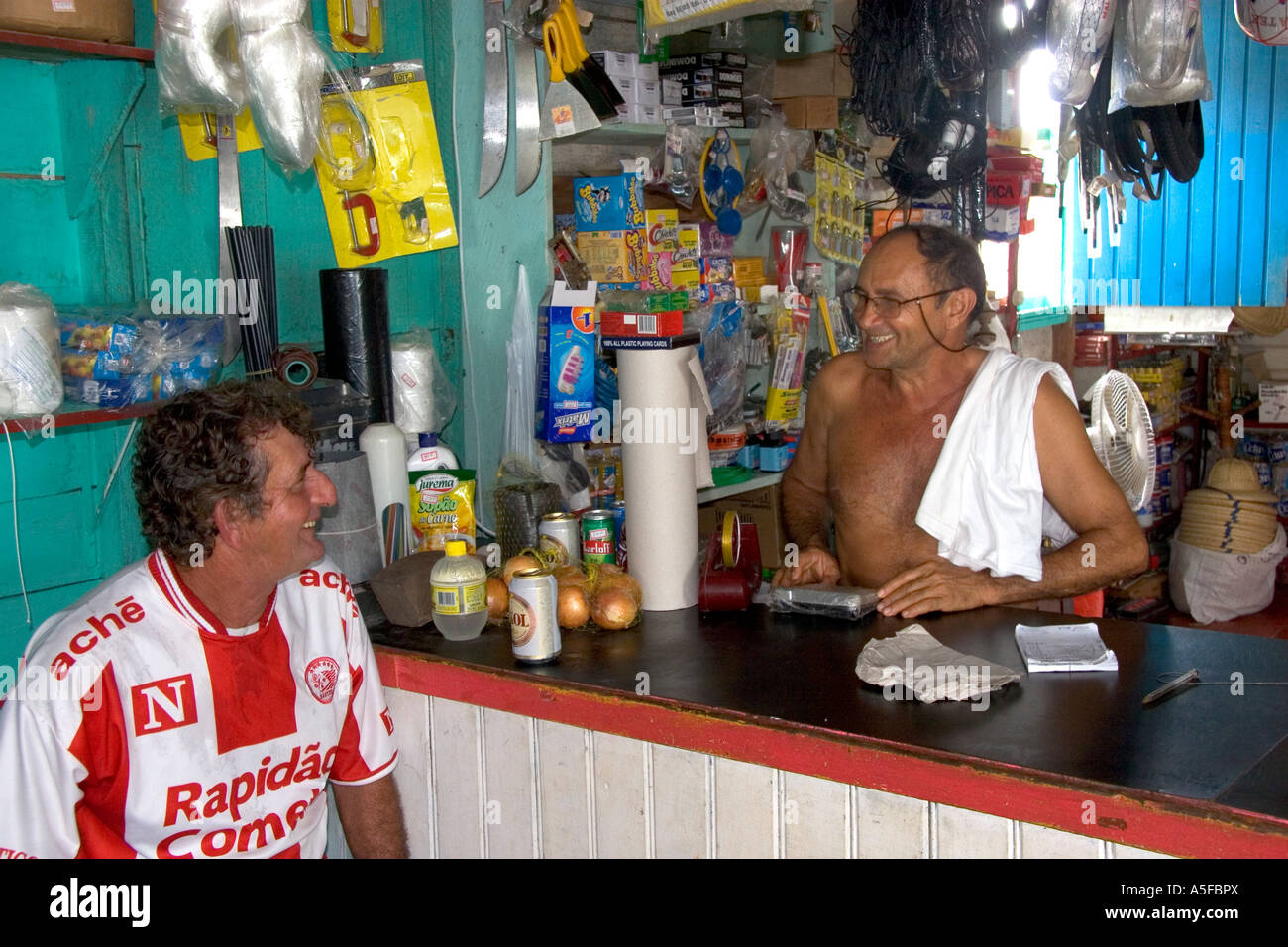Brazilians at a general store in the Amazon jungle near Manaus Brazil