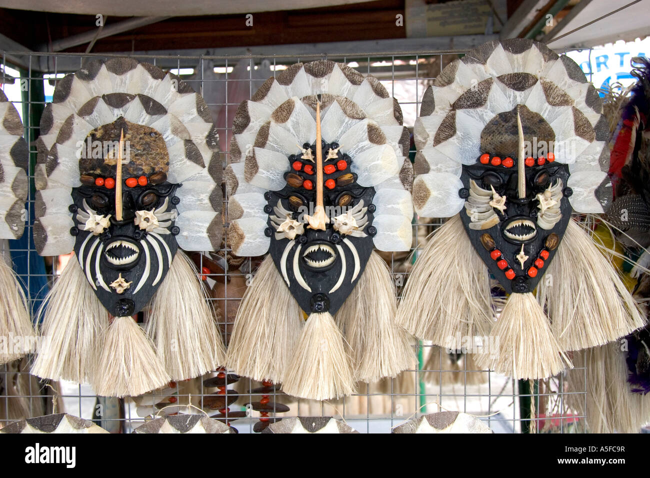 Amazon masks made of fish scales and bones by indians in Manaus Brazil Stock Photo Alamy