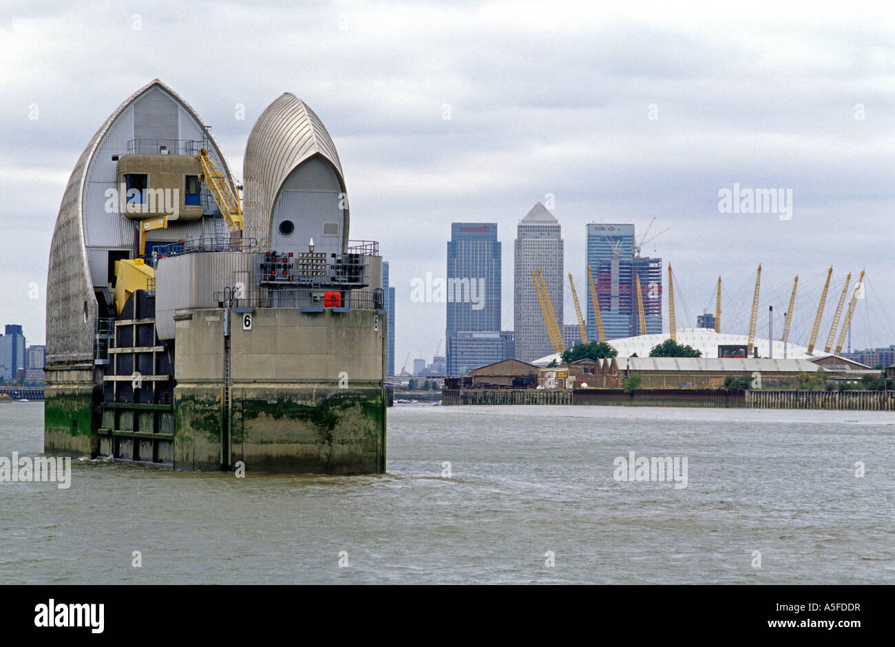 Flood gates on the River Thames in London Stock Photo