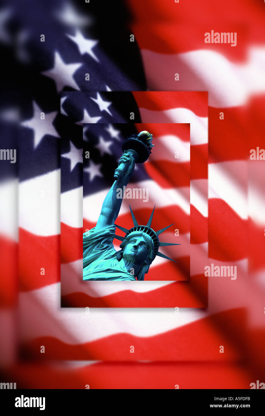 US flag and Statue of Liberty Stock Photo - Alamy