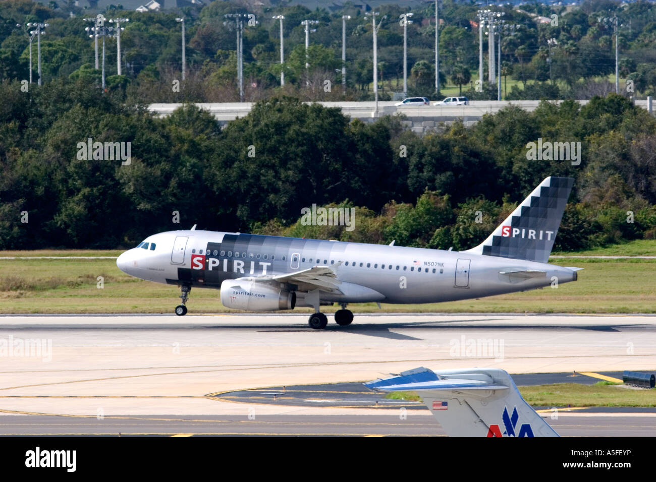 Airbus Airplane ready for take off at the Tampa International Airport Tampa Florida Stock Photo