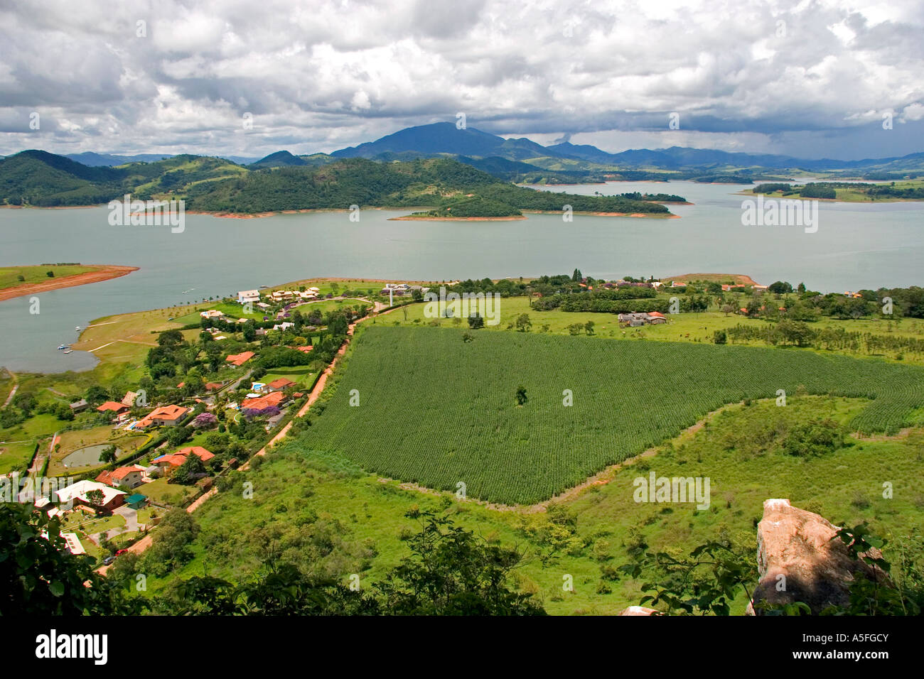 Countryside and reservoir near Sao Paulo Brazil Stock Photo