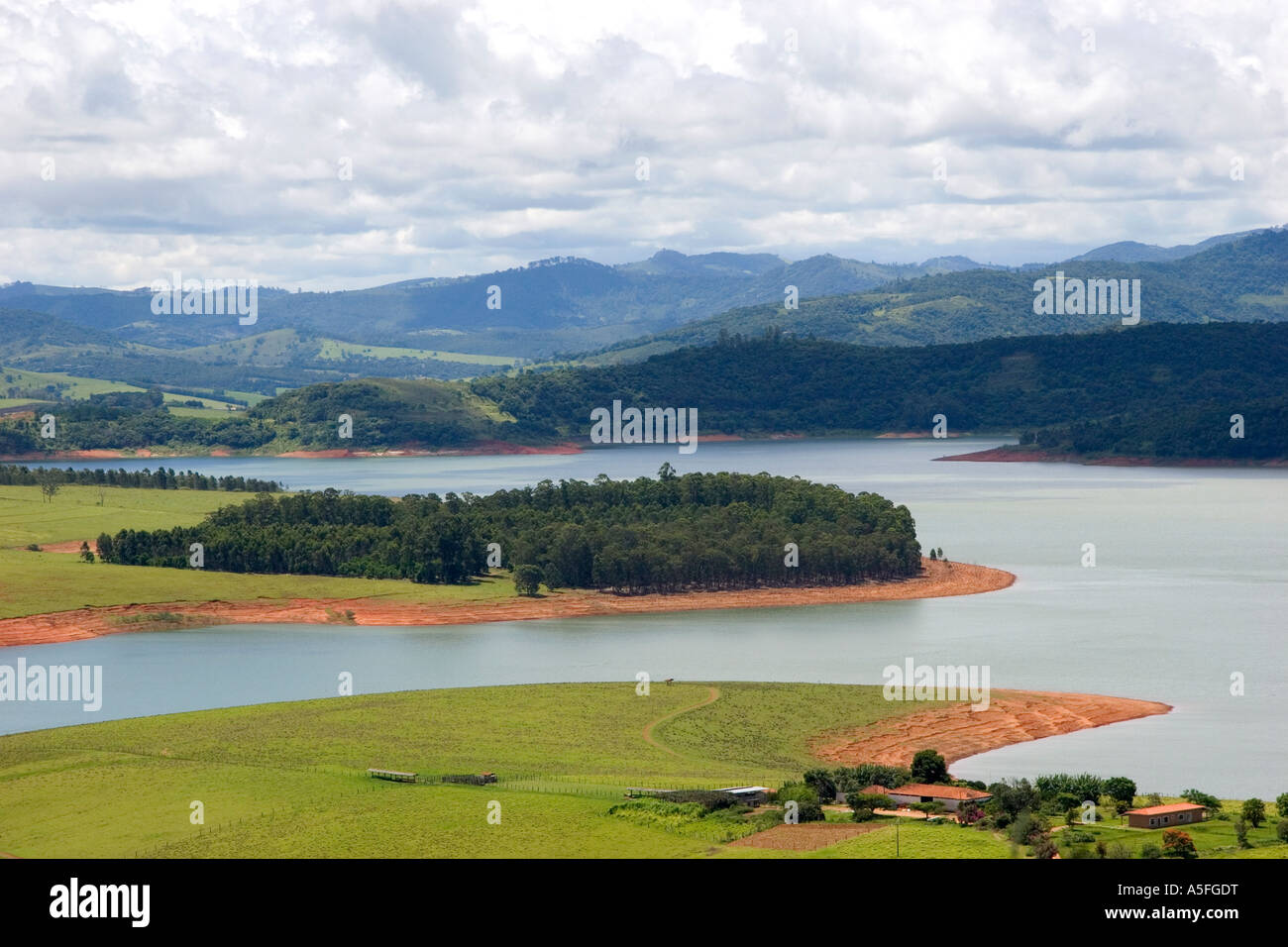 Reservoir and countryside near Sao Paulo Brazil Stock Photo
